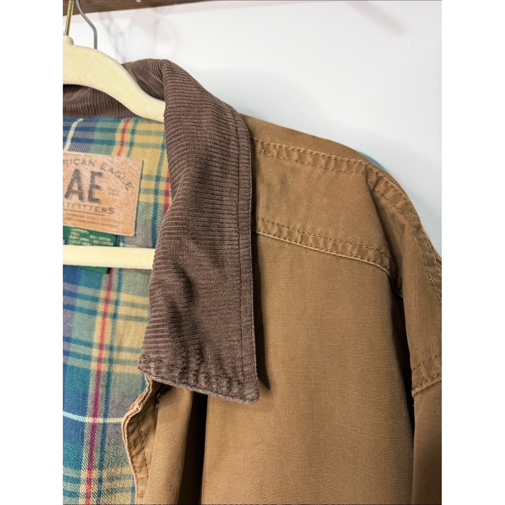 American Eagle Outfitters Men's Tan Canvas Field Jacket with Corduroy Collar - Picture 6 of 7